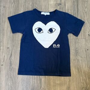 Comme des Garcons PLAY Navy Blue Heart Tee